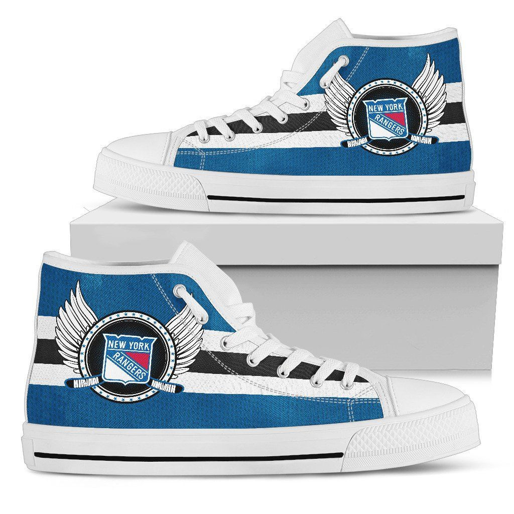 High Top Shoes Printed For Men And Women New York Rangers Logo Vintage Biker Wings - Image 2
