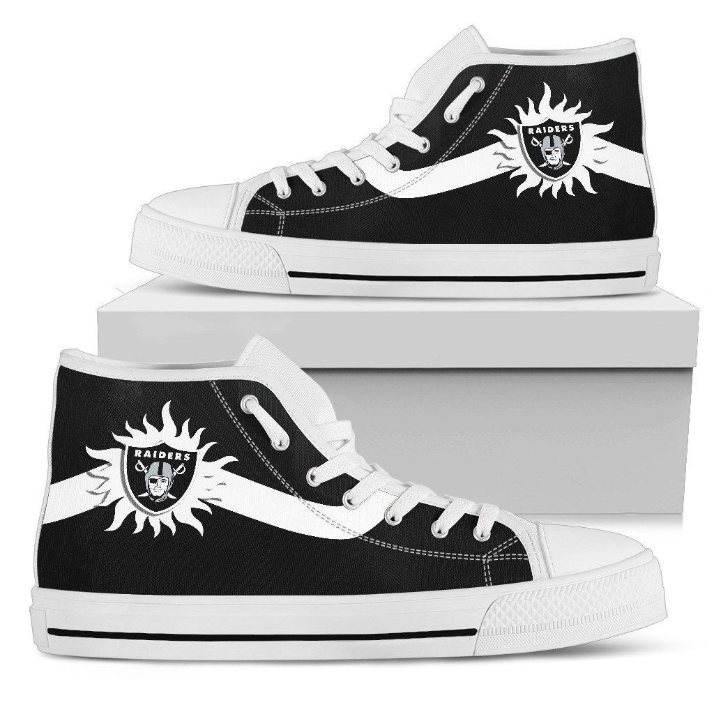 Simple Van Sun Flame Oakland Raiders High Top Shoes Printed For Men And Women - Image 2