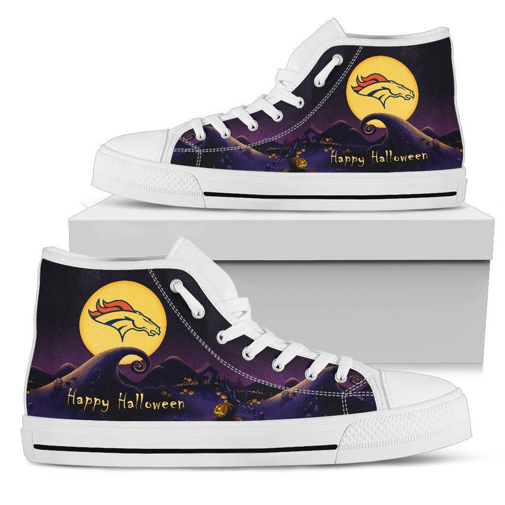 Before Christmas Nightmare Halloween Moonlight Denver Broncos High Top Shoes Printed For Men And Women - Image 2