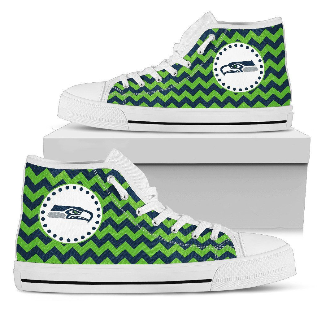 Chevron Broncos Seattle Seahawks High Top Shoes Printed For Men And Women - Image 2