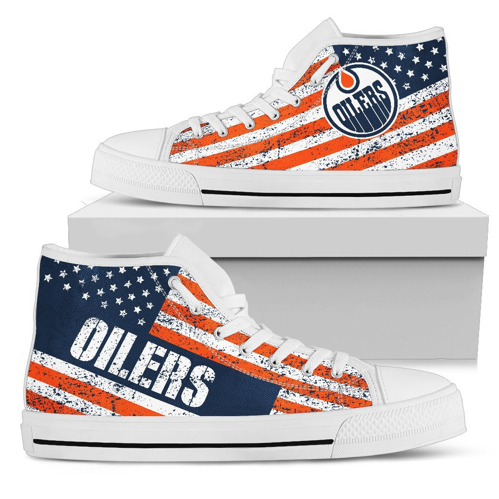 America Flag Italic Vintage Style Edmonton Oilers High Top Shoes Printed For Men And Women - Image 2