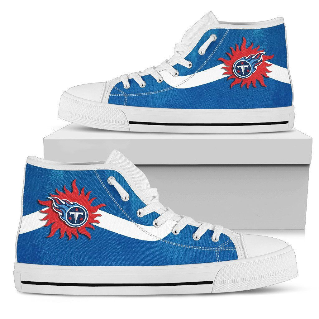 Simple Van Sun Flame Tennessee Titans High Top Shoes Printed For Men And Women - Image 2