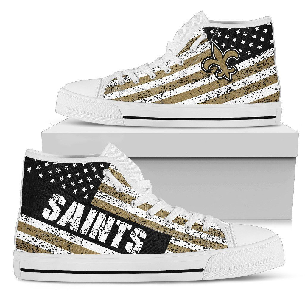 America Flag Italic Vintage Style New Orleans Saints High Top Shoes Printed For Men And Women - Image 2