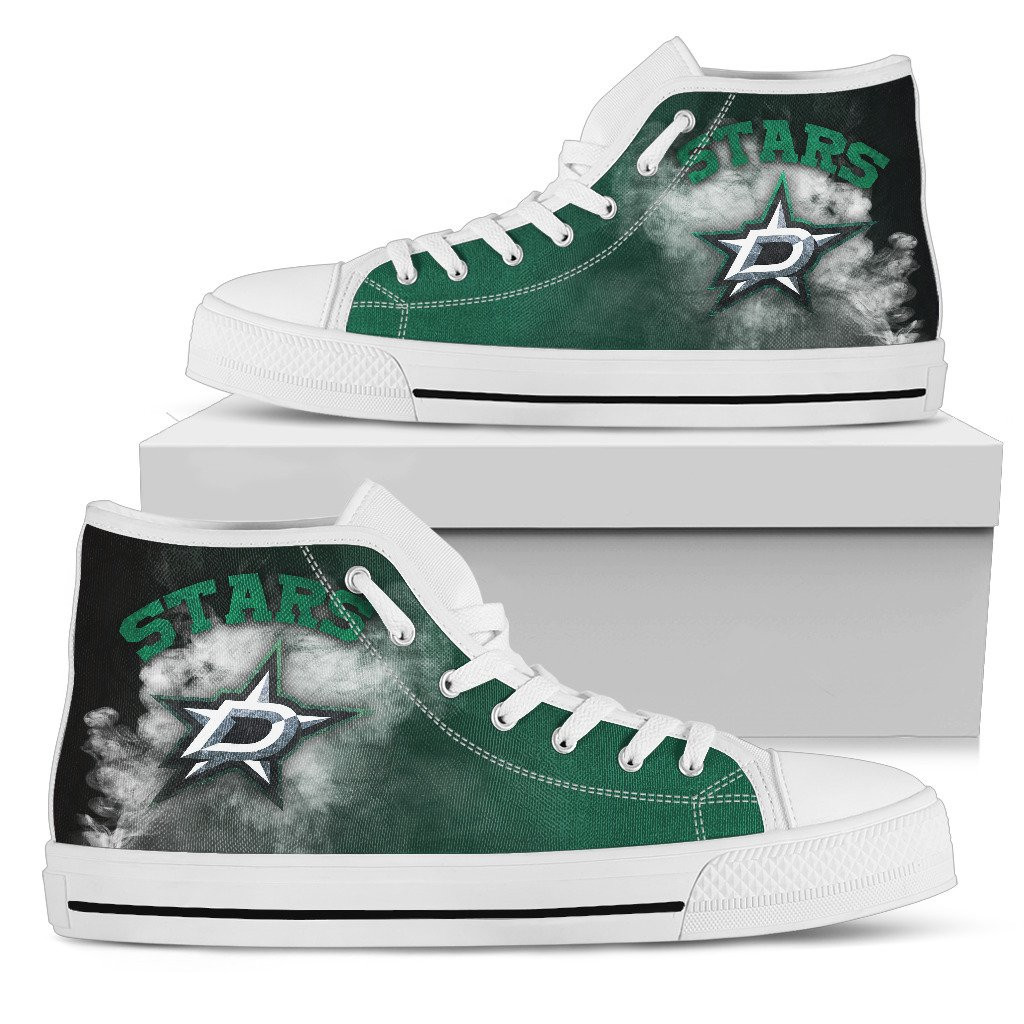White Smoke Vintage Dallas Stars High Top Shoes Printed For Men And Women - Image 2