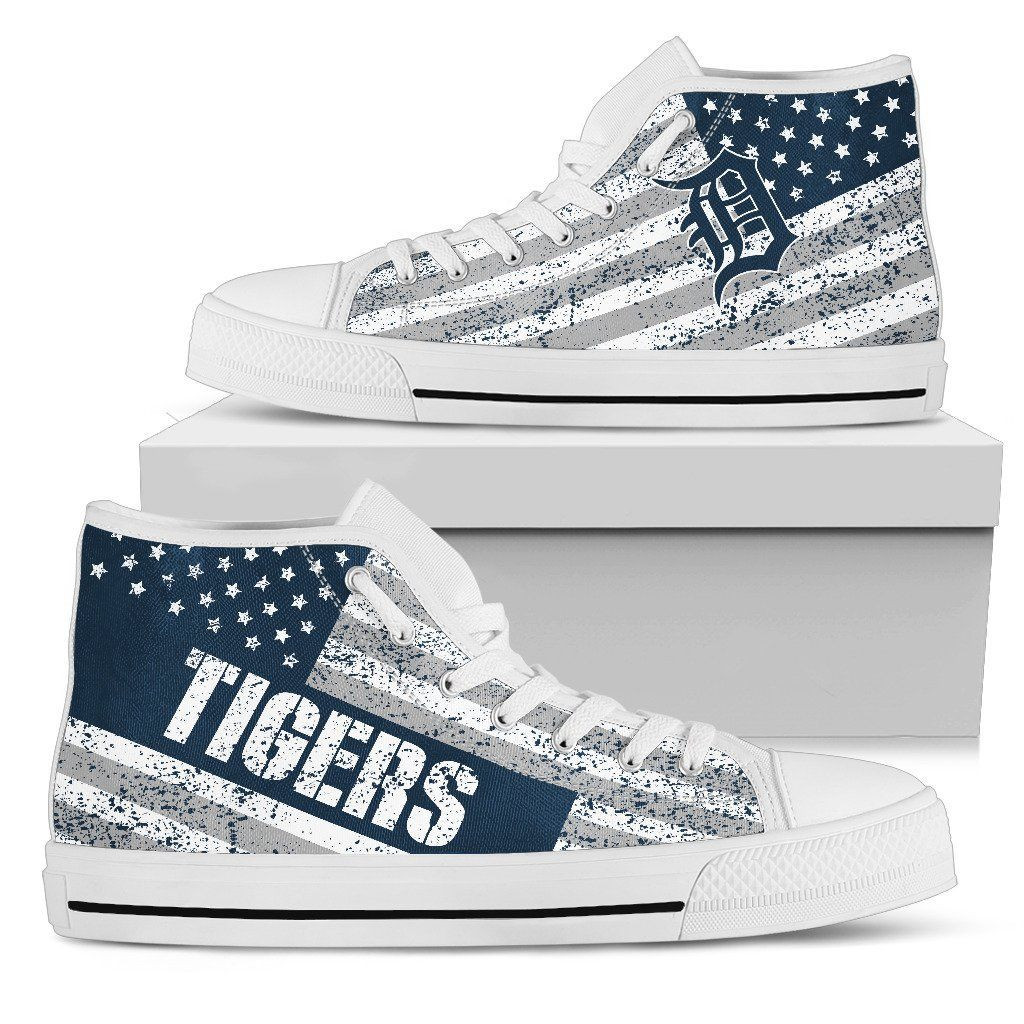 America Flag Italic Vintage Style Detroit Tigers High Top Shoes Printed For Men And Women - Image 2