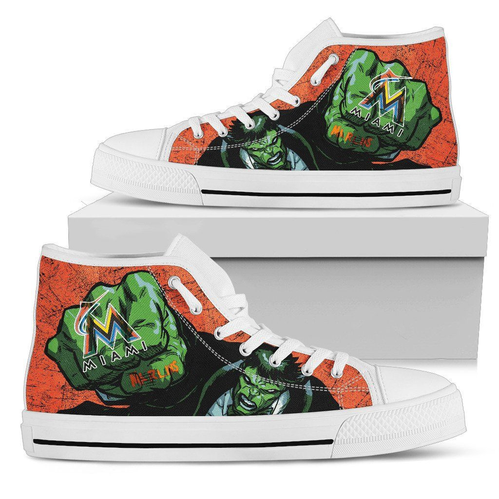 Hulk Punch Miami Marlins High Top Shoes Printed For Men And Women - Image 2