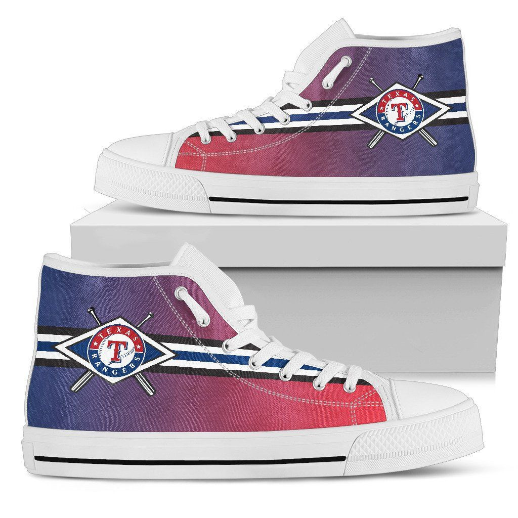 Double Stick Check Texas Rangers High Top Shoes Printed For Men And Women - Image 2
