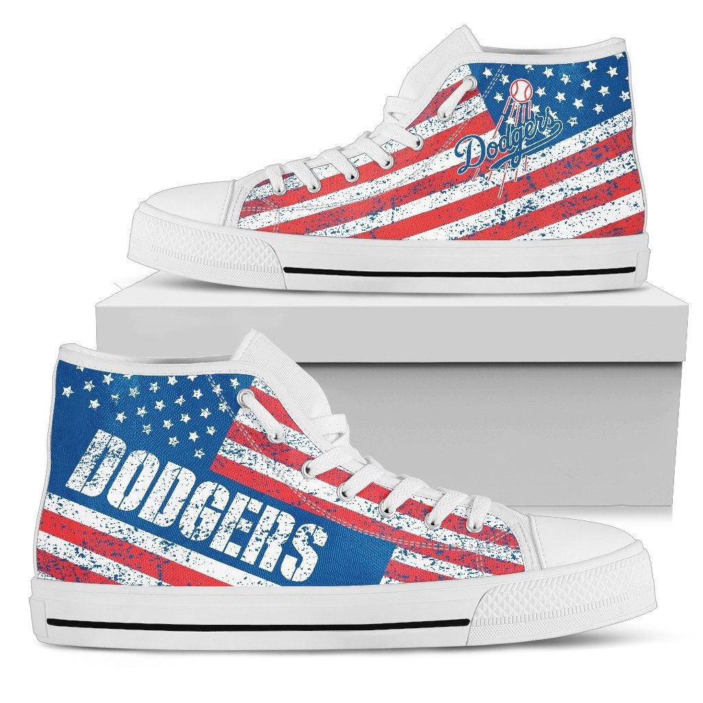 America Flag Italic Vintage Style Los Angeles Dodgers High Top Shoes Printed For Men And Women - Image 2
