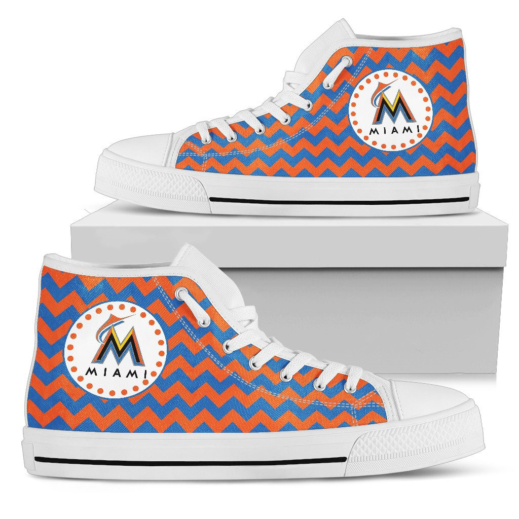 Chevron Broncos Miami Marlins High Top Shoes Printed For Men And Women - Image 2