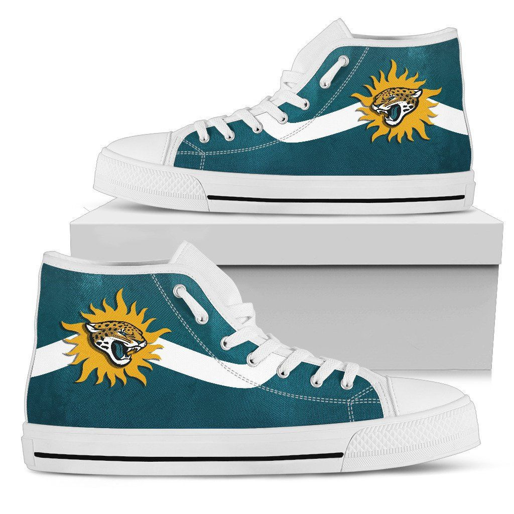 Simple Van Sun Flame Jacksonville Jaguars High Top Shoes Printed For Men And Women - Image 2