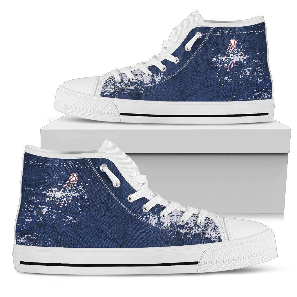 Grunge Vintage Logo Los Angeles Dodgers High Top Shoes Printed For Men And Women - Image 2