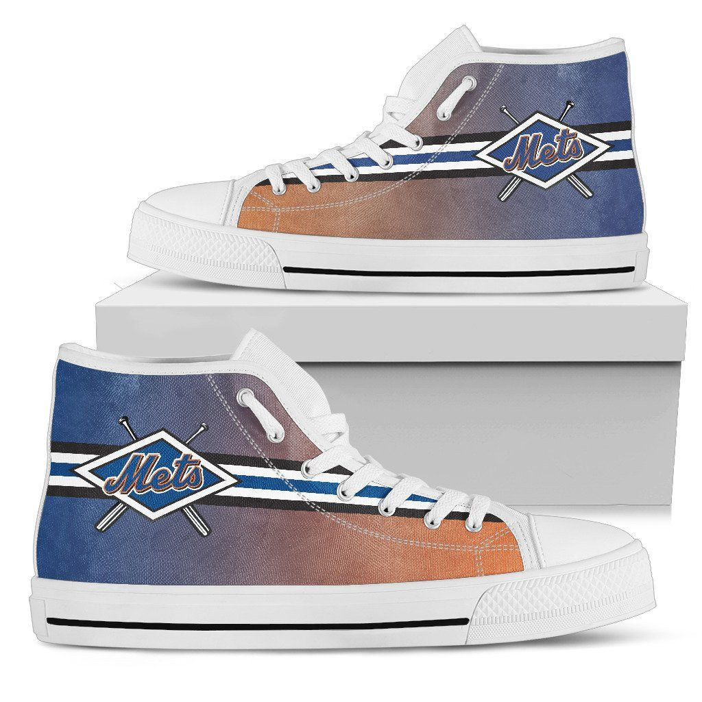 Double Stick Check New York Mets High Top Shoes Printed For Men And Women - Image 2
