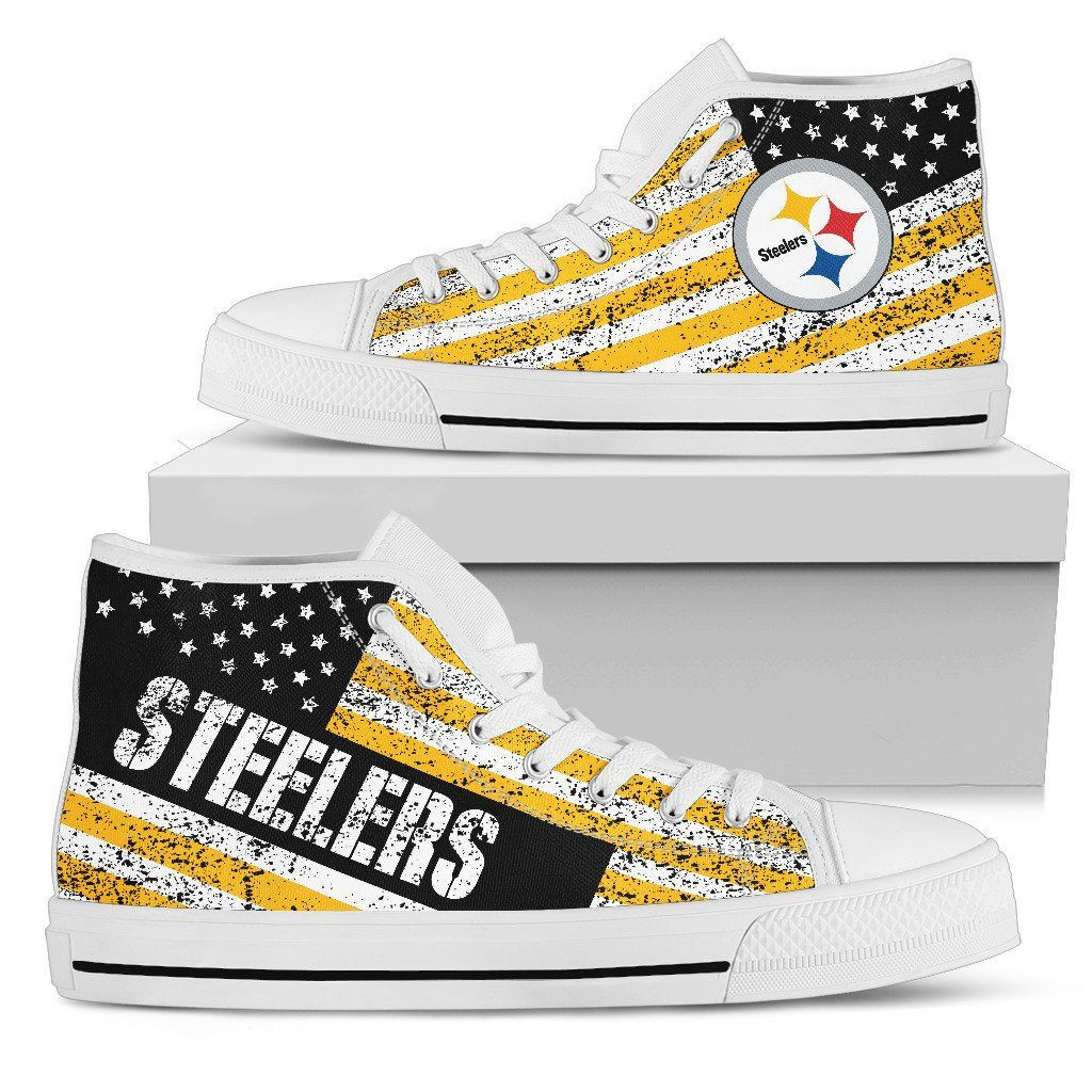 America Flag Italic Vintage Style Pittsburgh Steelers High Top Shoes Printed For Men And Women - Image 2