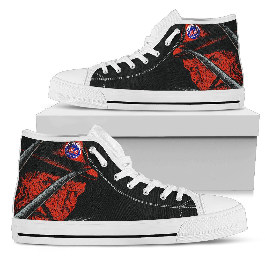 New York Mets Nightmare Freddy Colorful High Top Shoes Printed For Men And Women - Image 2