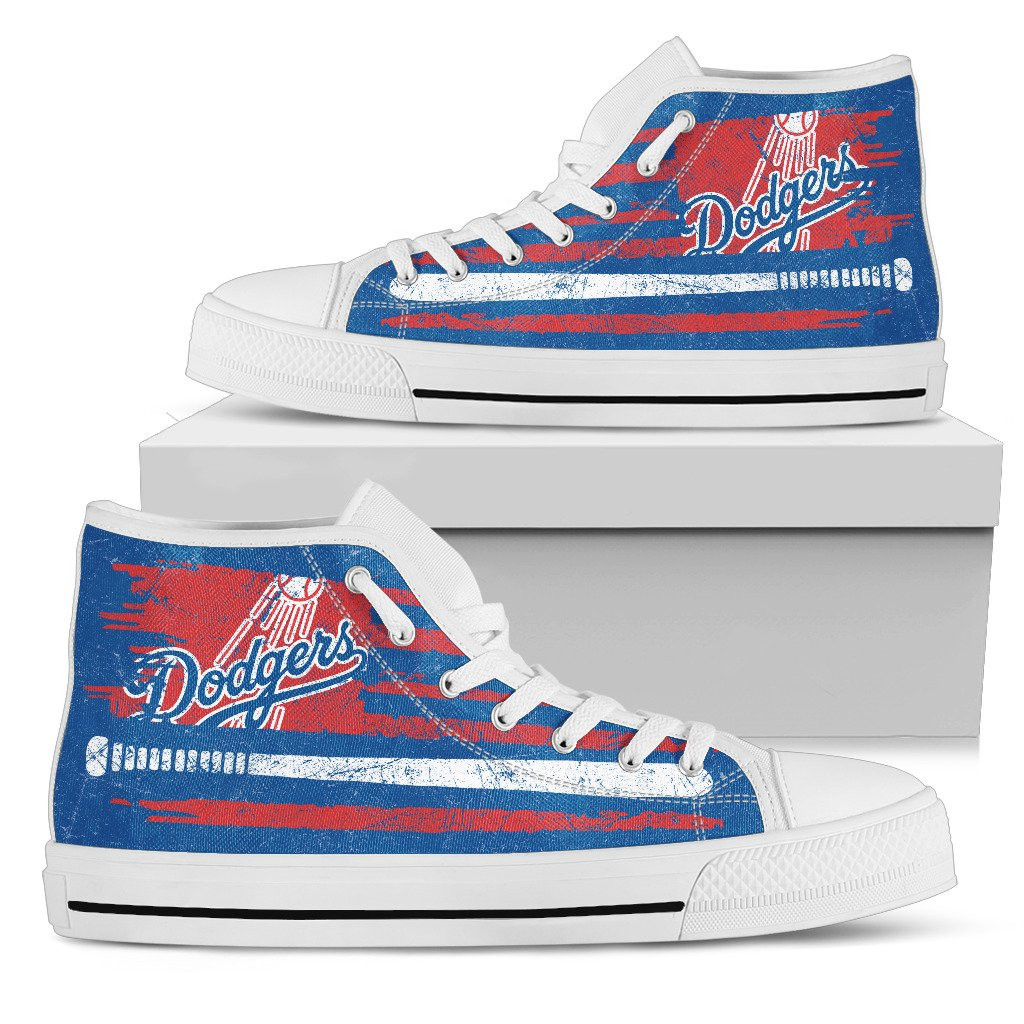 American Flag Vintage Baseball Los Angeles Dodgers High Top Shoes Printed For Men And Women - Image 2