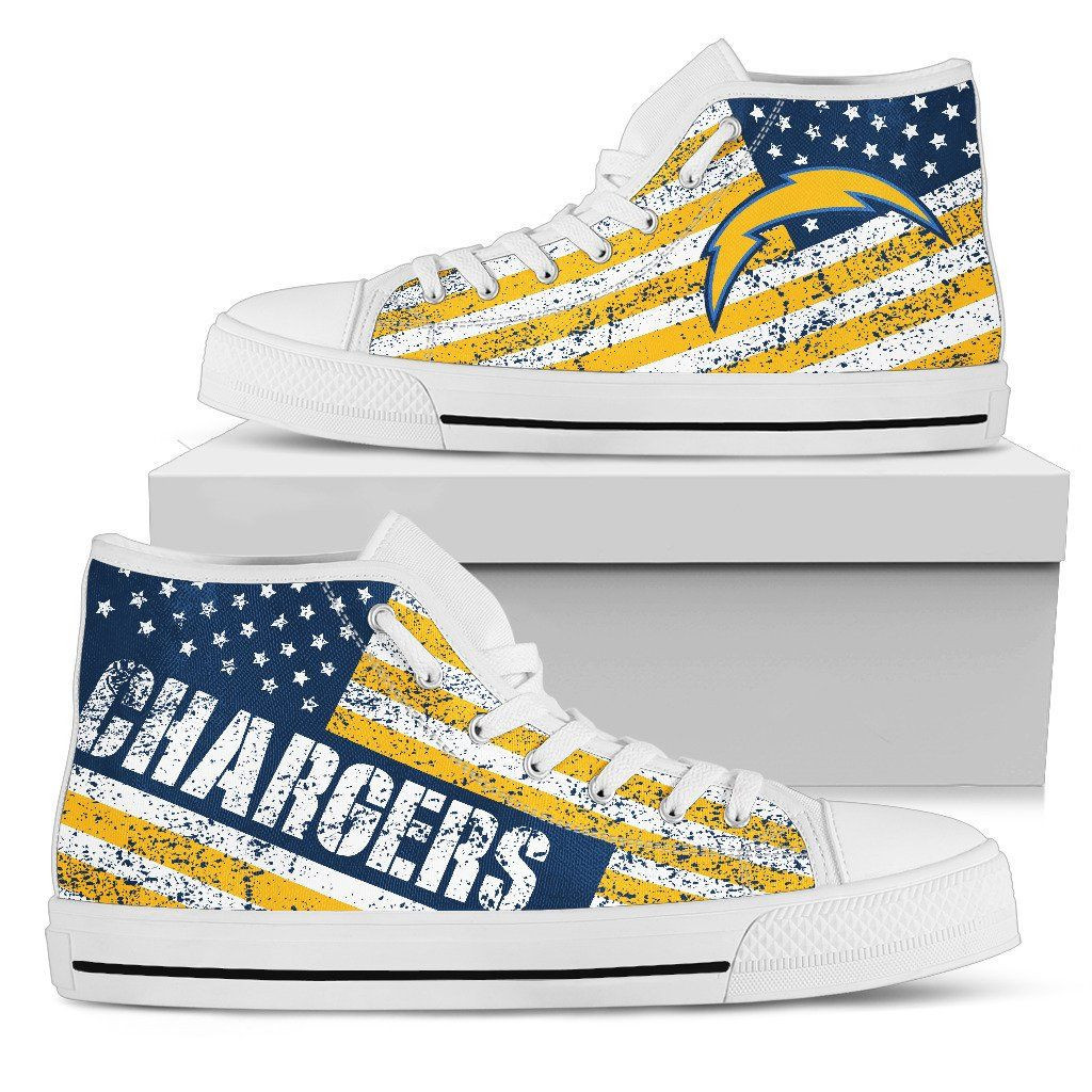 America Flag Italic Vintage Style Los Angeles Chargers High Top Shoes Printed For Men And Women - Image 2