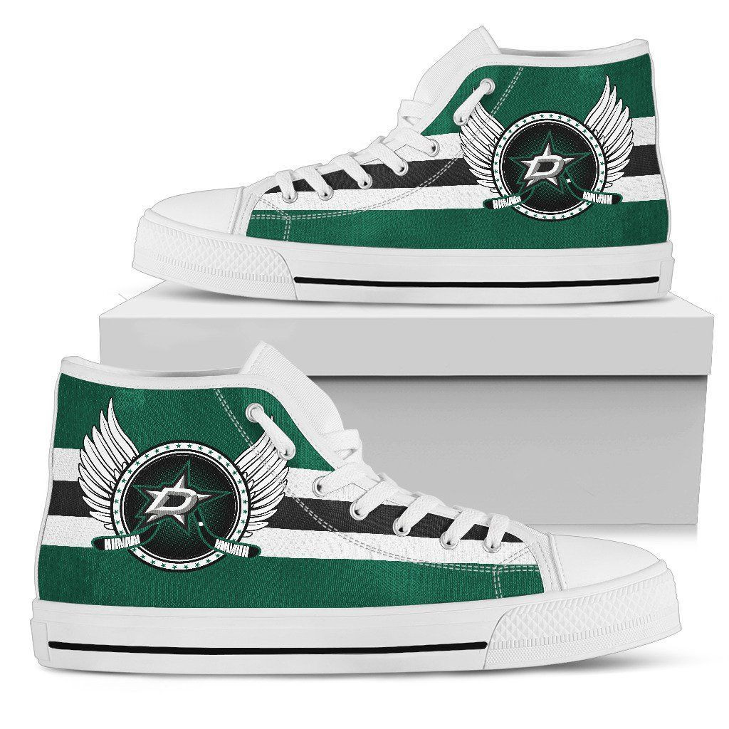 High Top Shoes Printed For Men And Women Dallas Stars Logo Vintage Biker Wings - Image 2