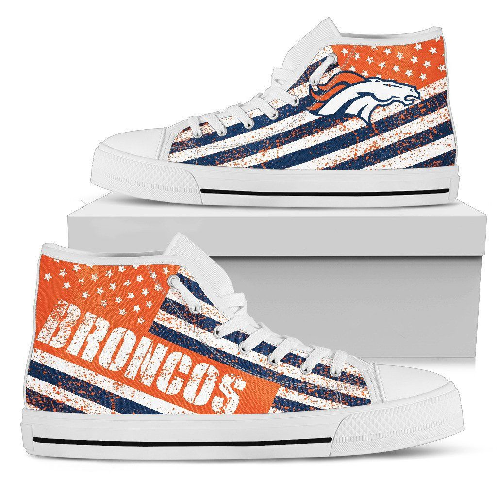 America Flag Italic Vintage Style Denver Broncos High Top Shoes Printed For Men And Women - Image 2