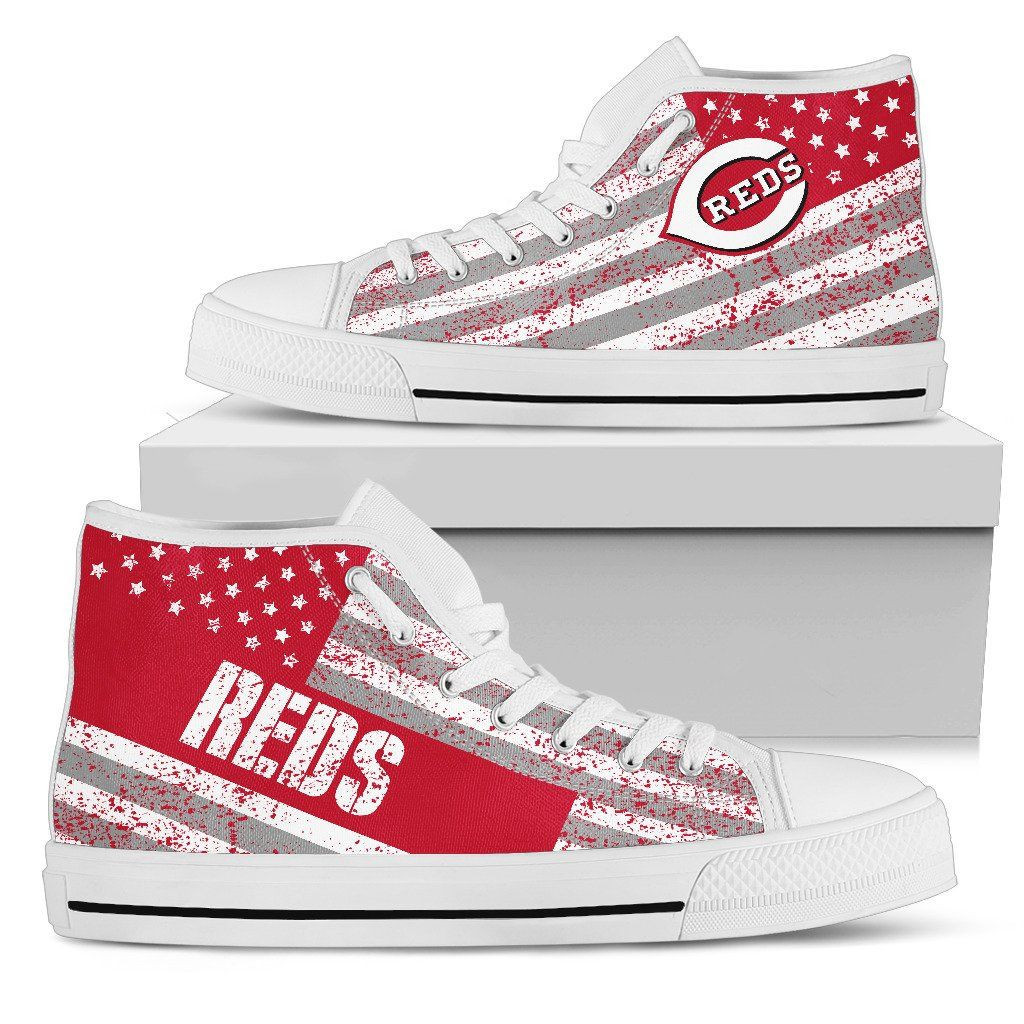 America Flag Italic Vintage Style Cincinnati Reds High Top Shoes Printed For Men And Women - Image 2