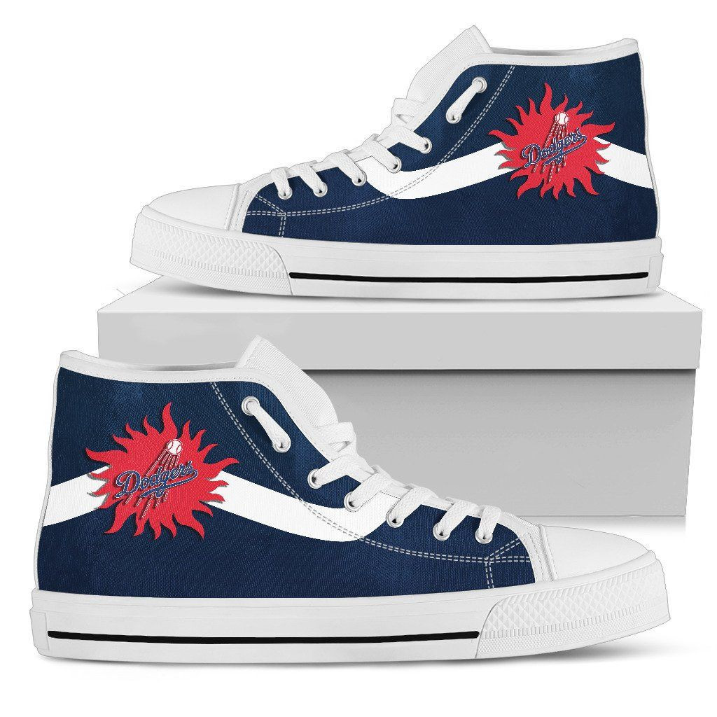 Simple Van Sun Flame Los Angeles Dodgers High Top Shoes Printed For Men And Women - Image 2