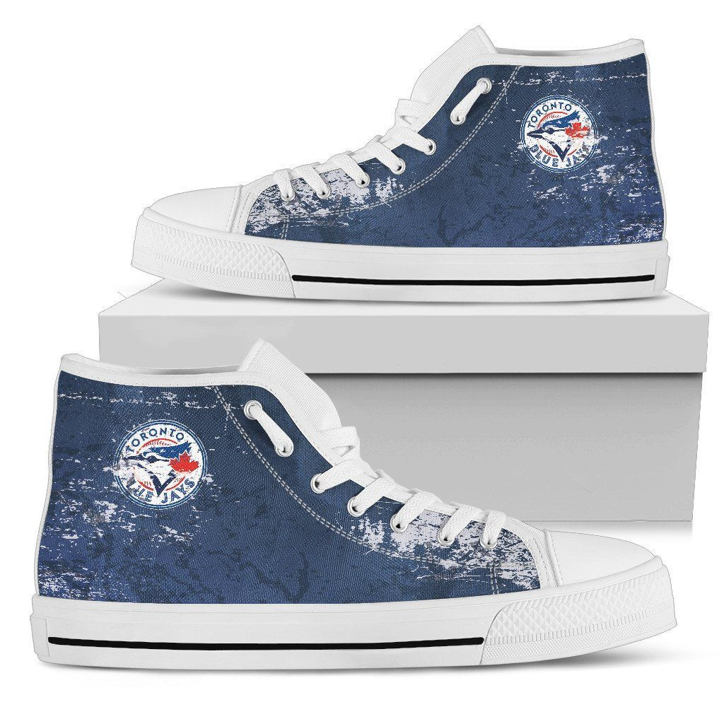Grunge Vintage Logo Toronto Blue Jays High Top Shoes Printed For Men And Women - Image 2