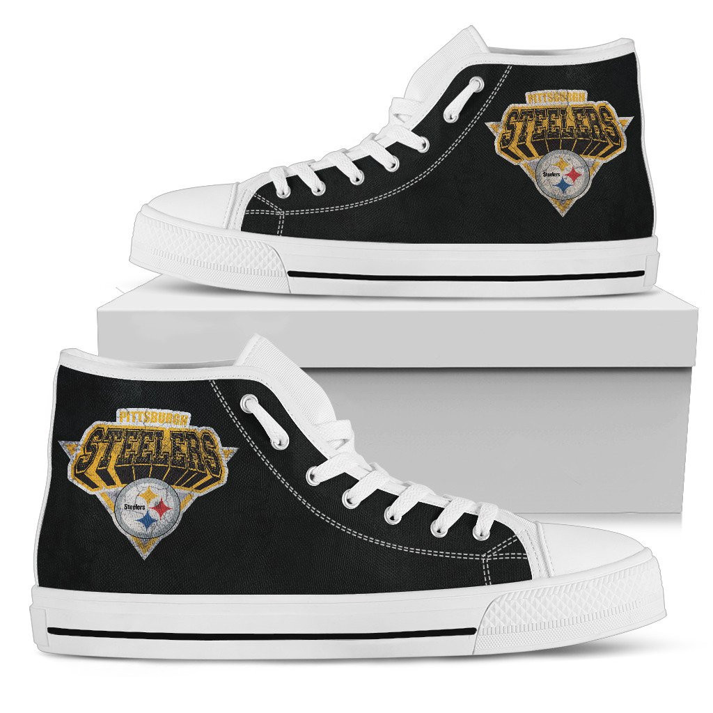 3D Simple Logo Pittsburgh Steelers High Top Shoes Printed For Men And Women - Image 2
