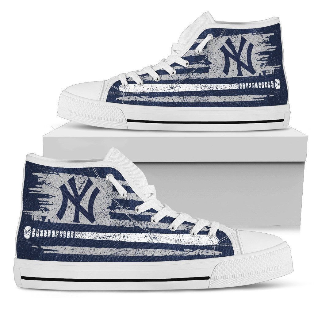 American Flag Vintage Baseball New York Yankees High Top Shoes Printed For Men And Women - Image 2