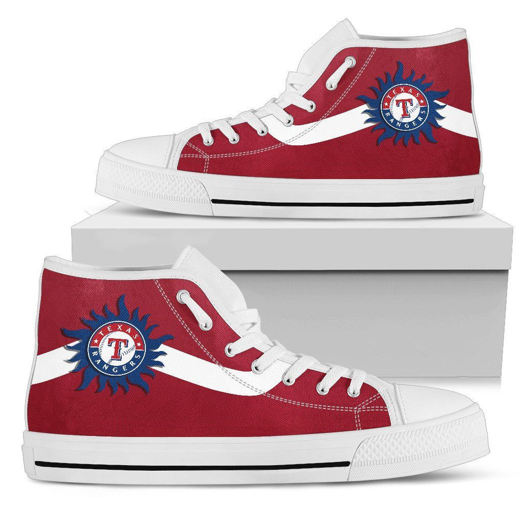 Simple Van Sun Flame Texas Rangers High Top Shoes Printed For Men And Women - Image 2
