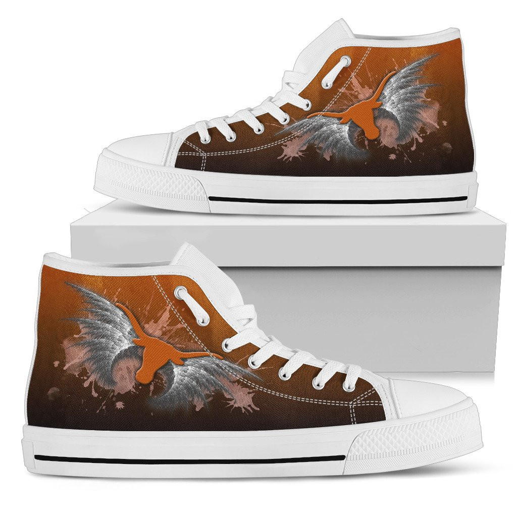 Angel Wings Texas Longhorns High Top Shoes Printed For Men And Women - Image 2