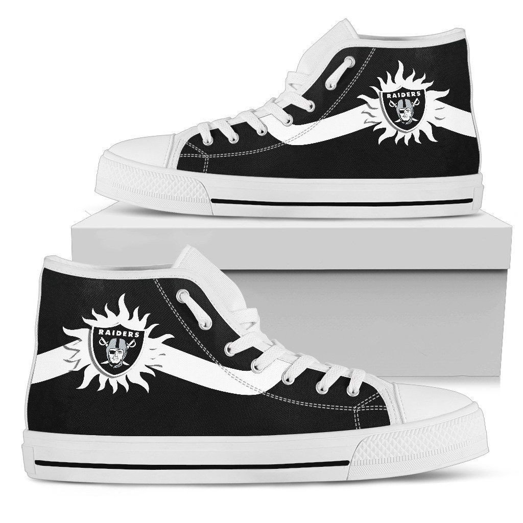 Simple Van Sun Flame Oakland Raiders High Top Shoes Printed For Men And Women - Image 2