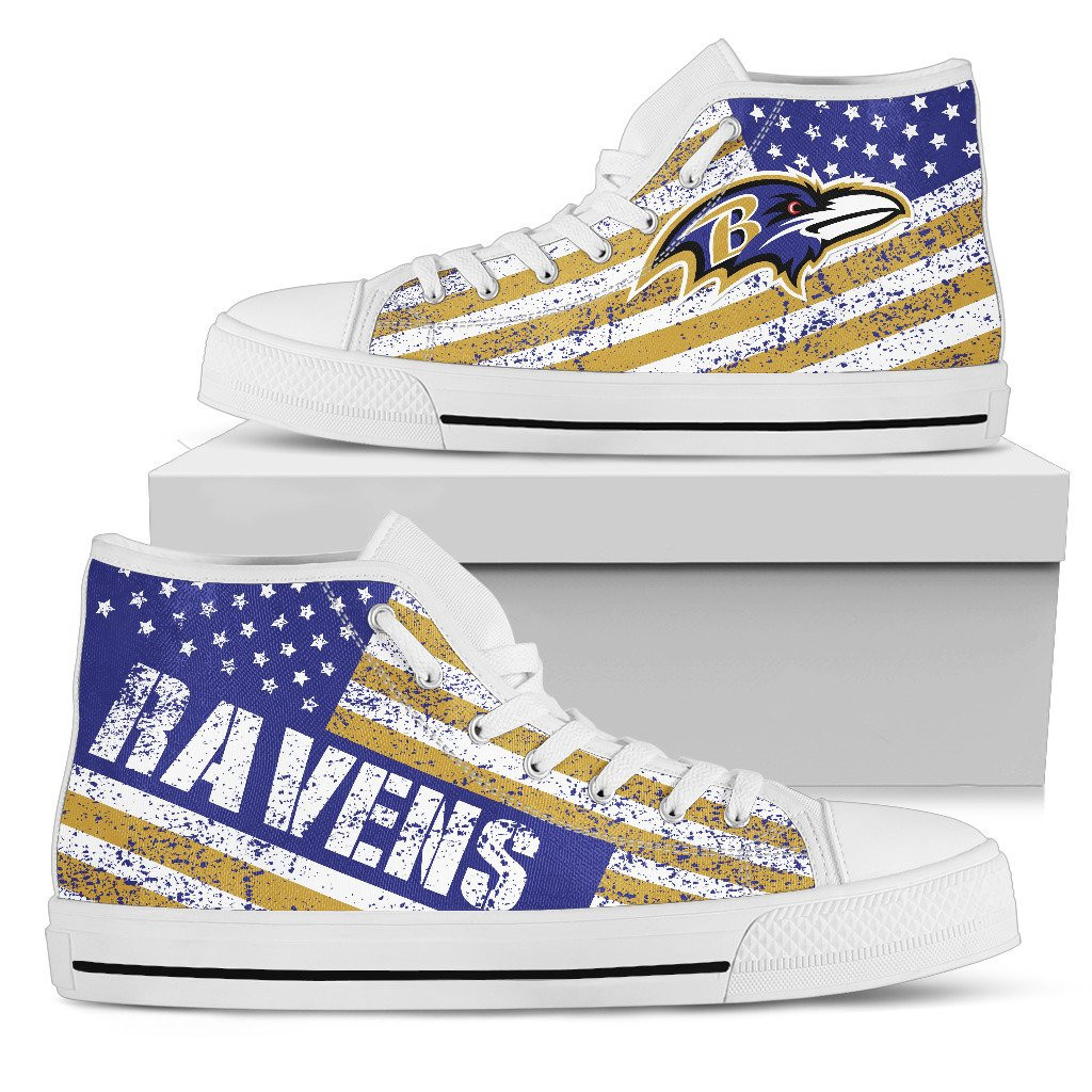 America Flag Italic Vintage Style Baltimore Ravens High Top Shoes Printed For Men And Women - Image 2