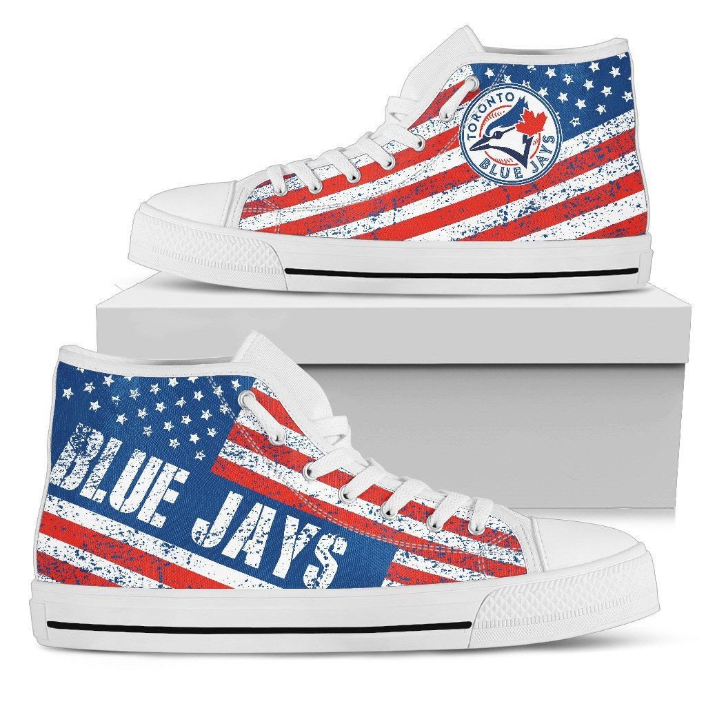 America Flag Italic Vintage Style Toronto Blue Jays High Top Shoes Printed For Men And Women - Image 2