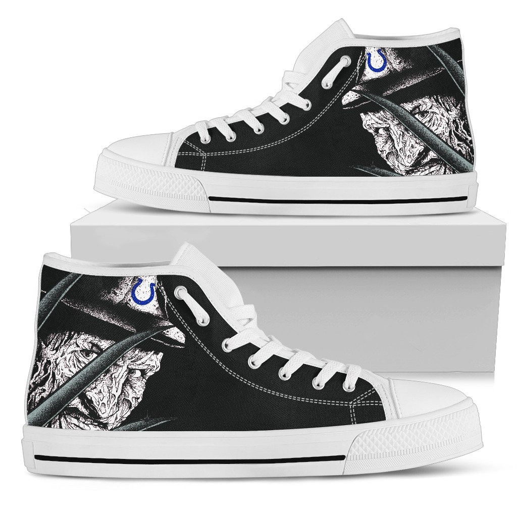 Indianapolis Colts Nightmare Freddy Colorful High Top Shoes Printed For Men And Women - Image 2