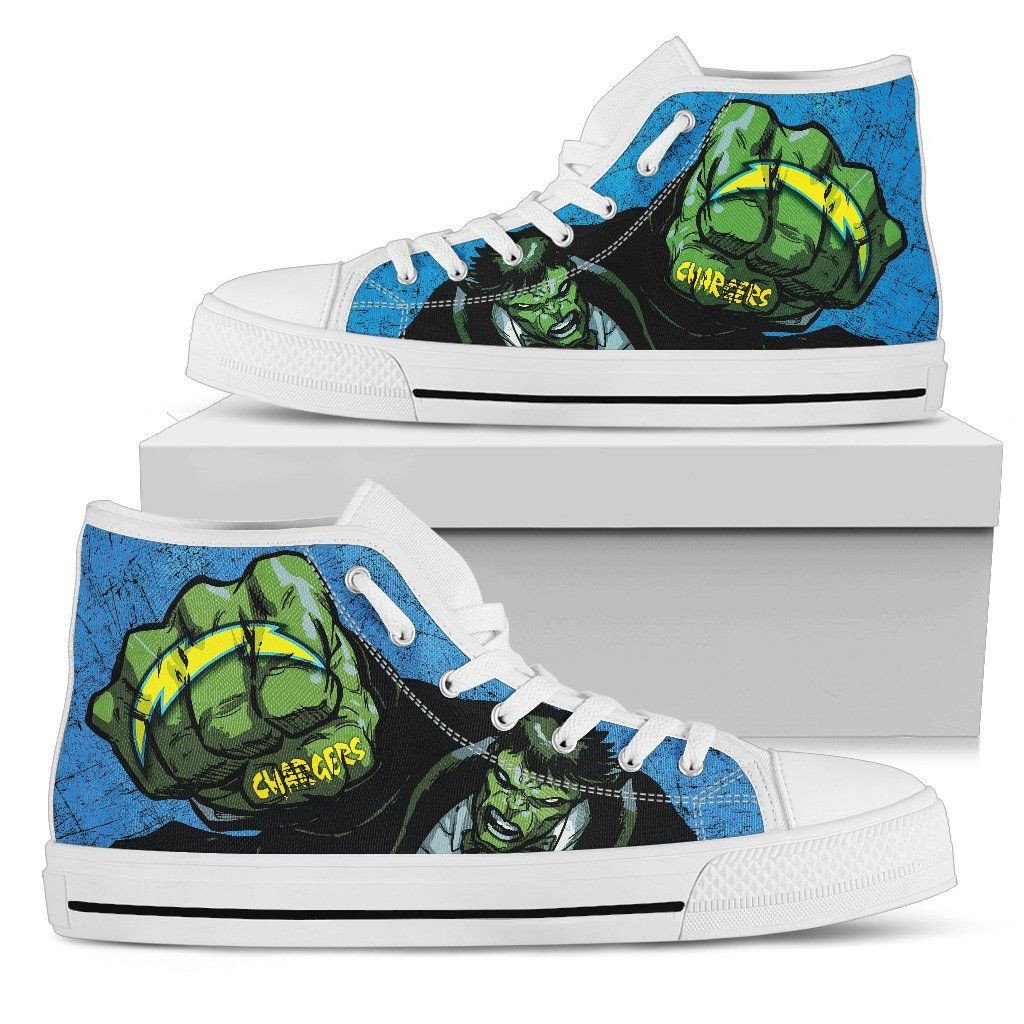 Hulk Punch Los Angeles Chargers High Top Shoes Printed For Men And Women - Image 2
