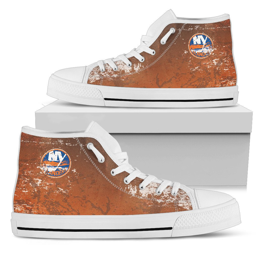 Grunge Vintage Logo New York Islanders High Top Shoes Printed For Men And Women - Image 2