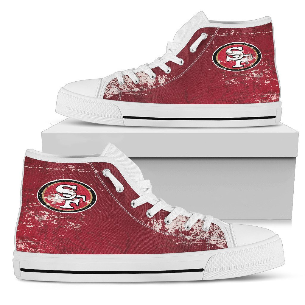 Grunge Vintage Logo San Francisco 49ers High Top Shoes Printed For Men And Women - Image 2