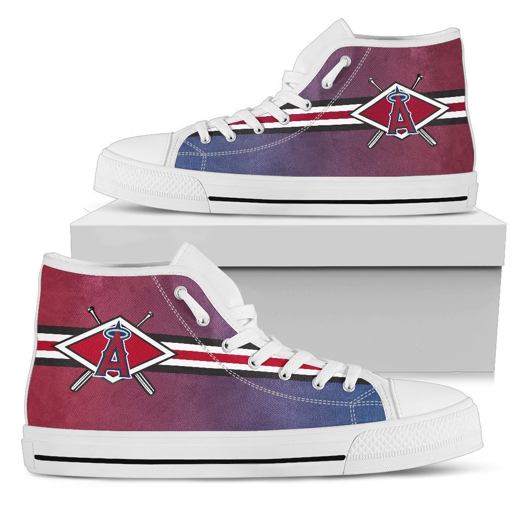 Double Stick Check Los Angeles Angels High Top Shoes Printed For Men And Women - Image 2