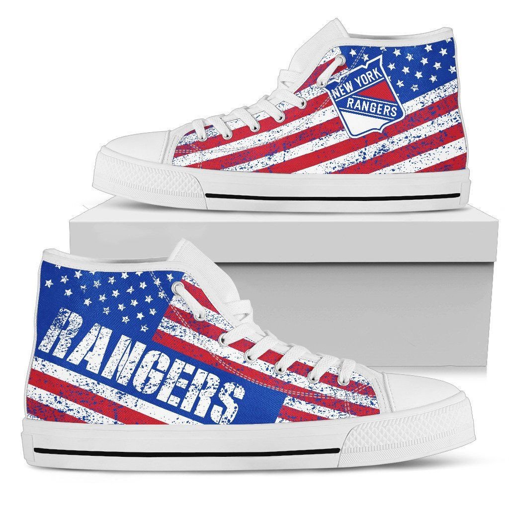 America Flag Italic Vintage Style New York Rangers High Top Shoes Printed For Men And Women - Image 2