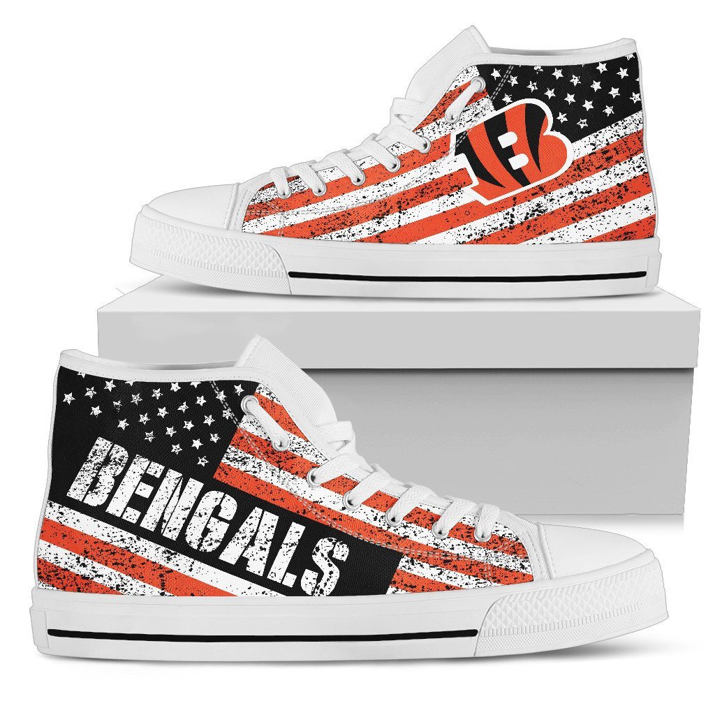 America Flag Italic Vintage Style Cincinnati Bengals High Top Shoes Printed For Men And Women - Image 2