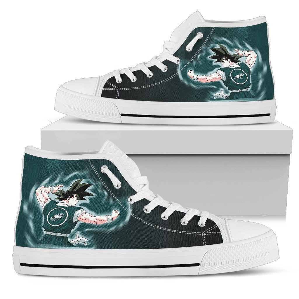 Son Goku Saiyan Power Philadelphia Eagles High Top Shoes Printed For Men And Women - Image 2