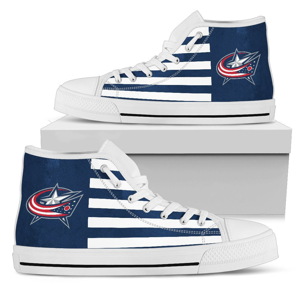 American Flag Columbus Blue Jackets High Top Shoes Printed For Men And Women - Image 2