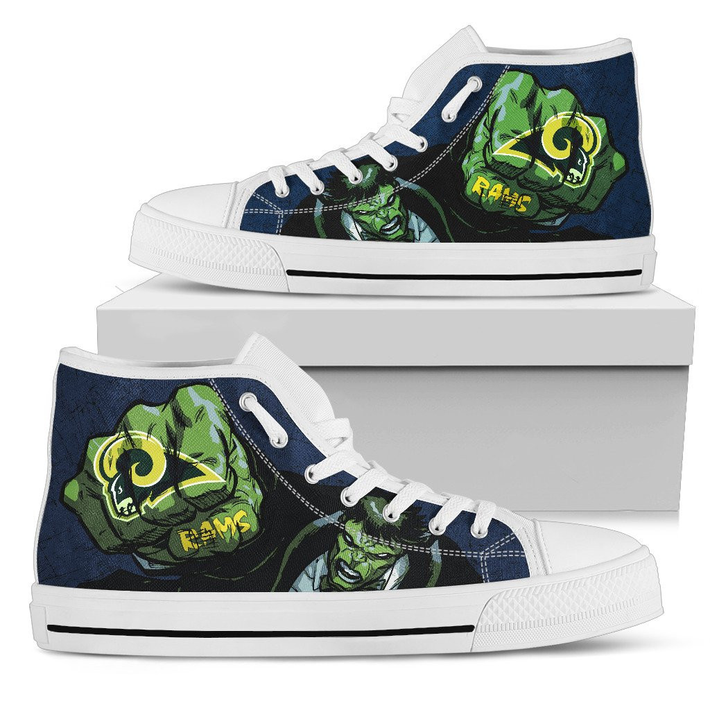 Hulk Punch Los Angeles Rams High Top Shoes Printed For Men And Women - Image 2