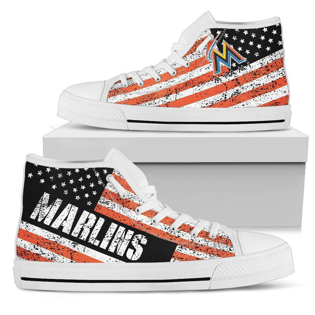 America Flag Italic Vintage Style Miami Marlins High Top Shoes Printed For Men And Women - Image 2