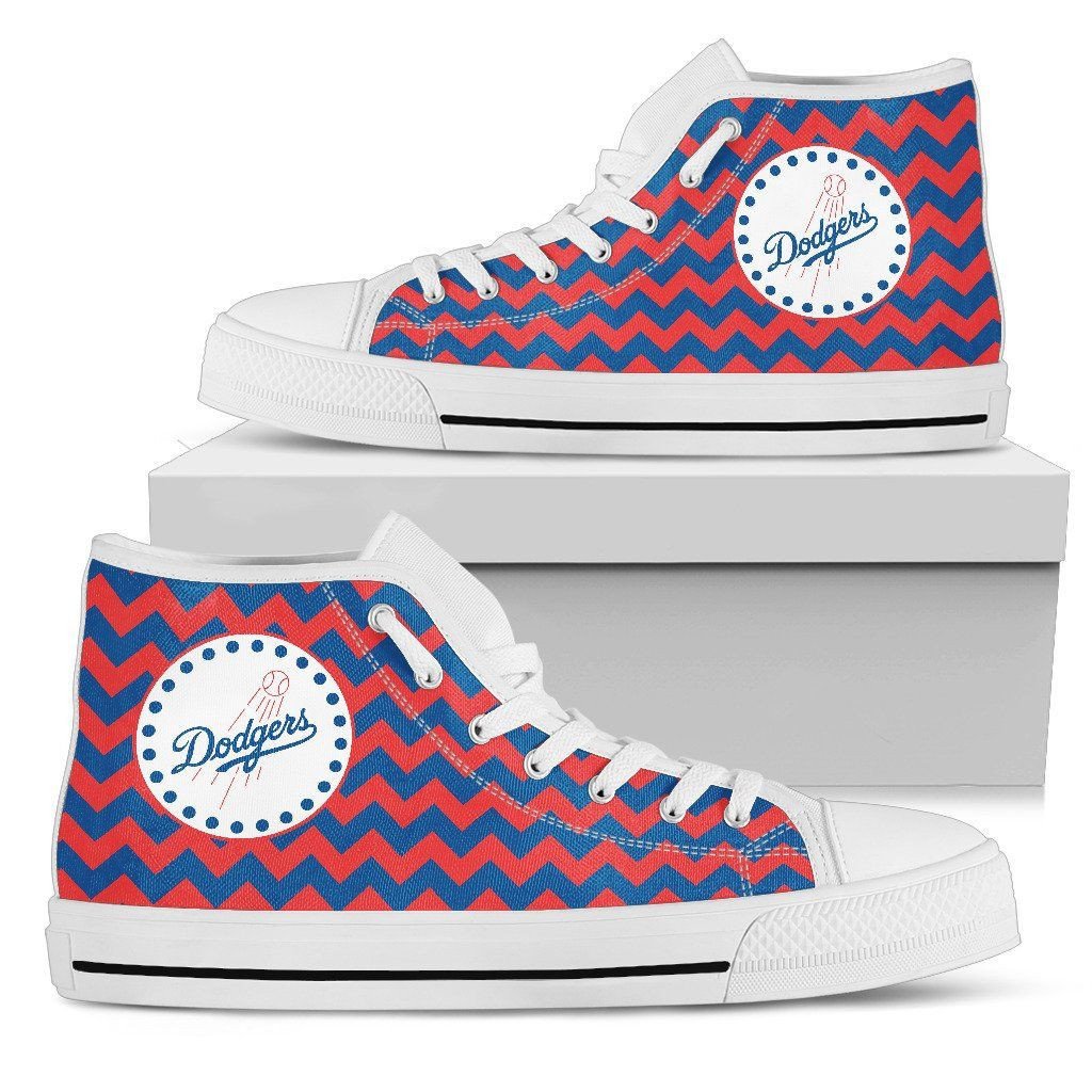 Chevron Broncos Los Angeles Dodgers High Top Shoes Printed For Men And Women - Image 2