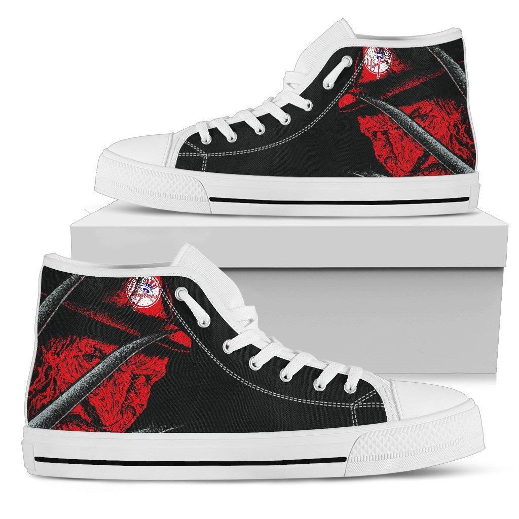 New York Yankees Nightmare Freddy Colorful High Top Shoes Printed For Men And Women - Image 2