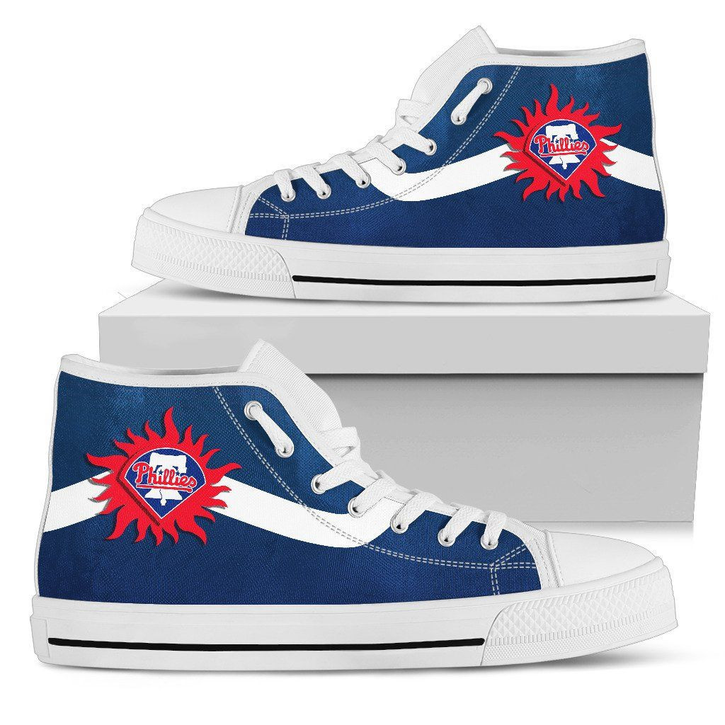 Simple Van Sun Flame Philadelphia Phillies High Top Shoes Printed For Men And Women - Image 2