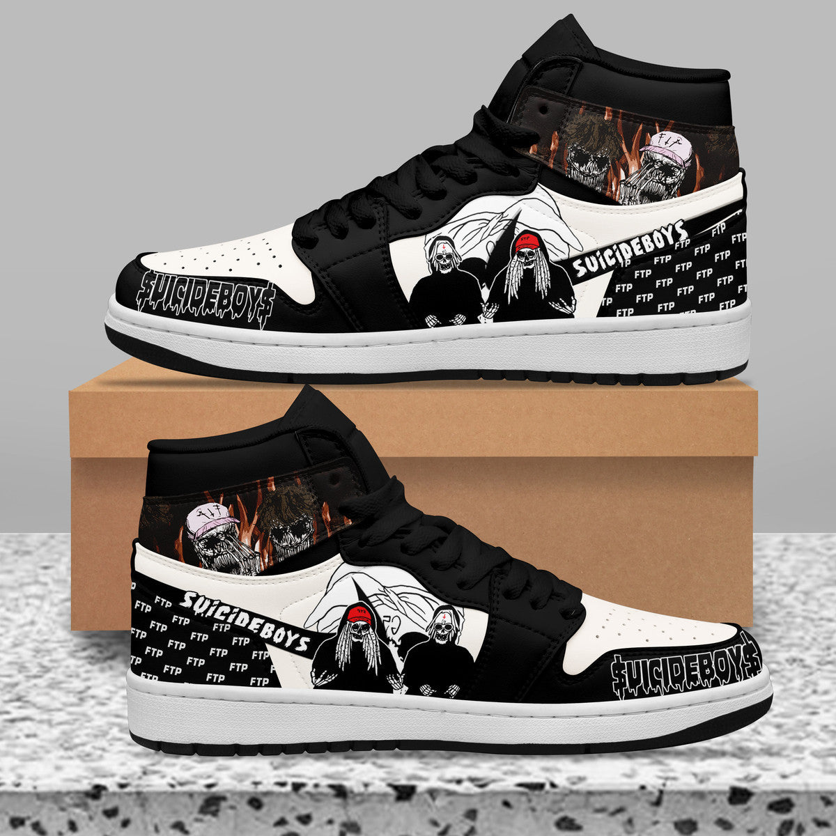 Cadillac AJ1 High Sneakers Shoes Printed Sport For Men And Women - Image 2