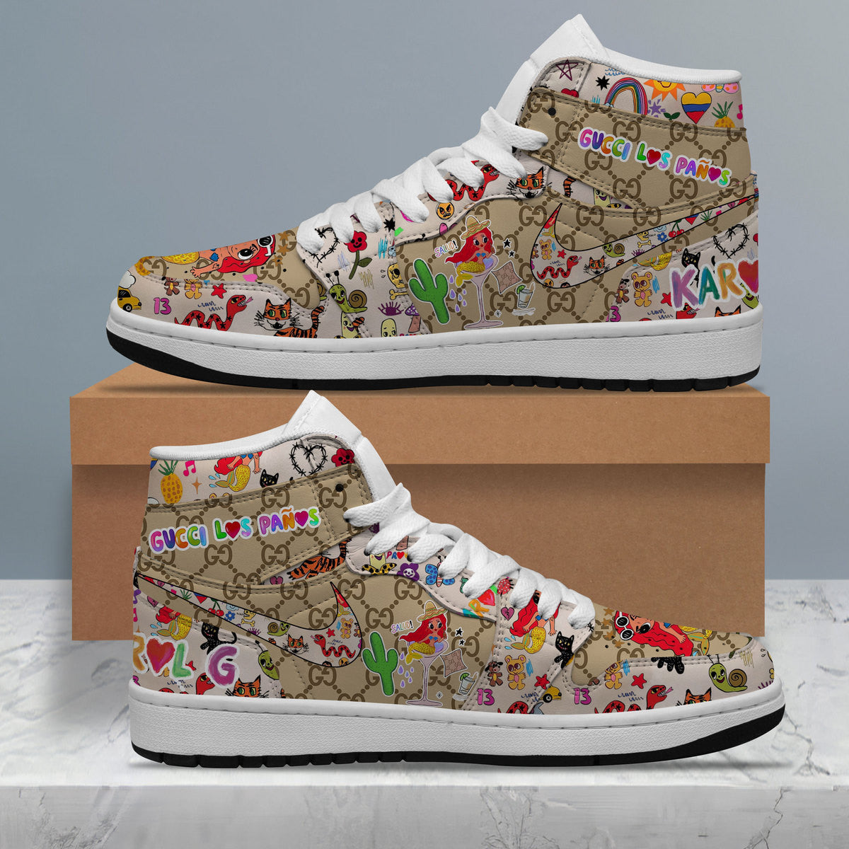Hummer AJ1 High Sneakers Shoes Printed Sport For Men And Women - Image 2