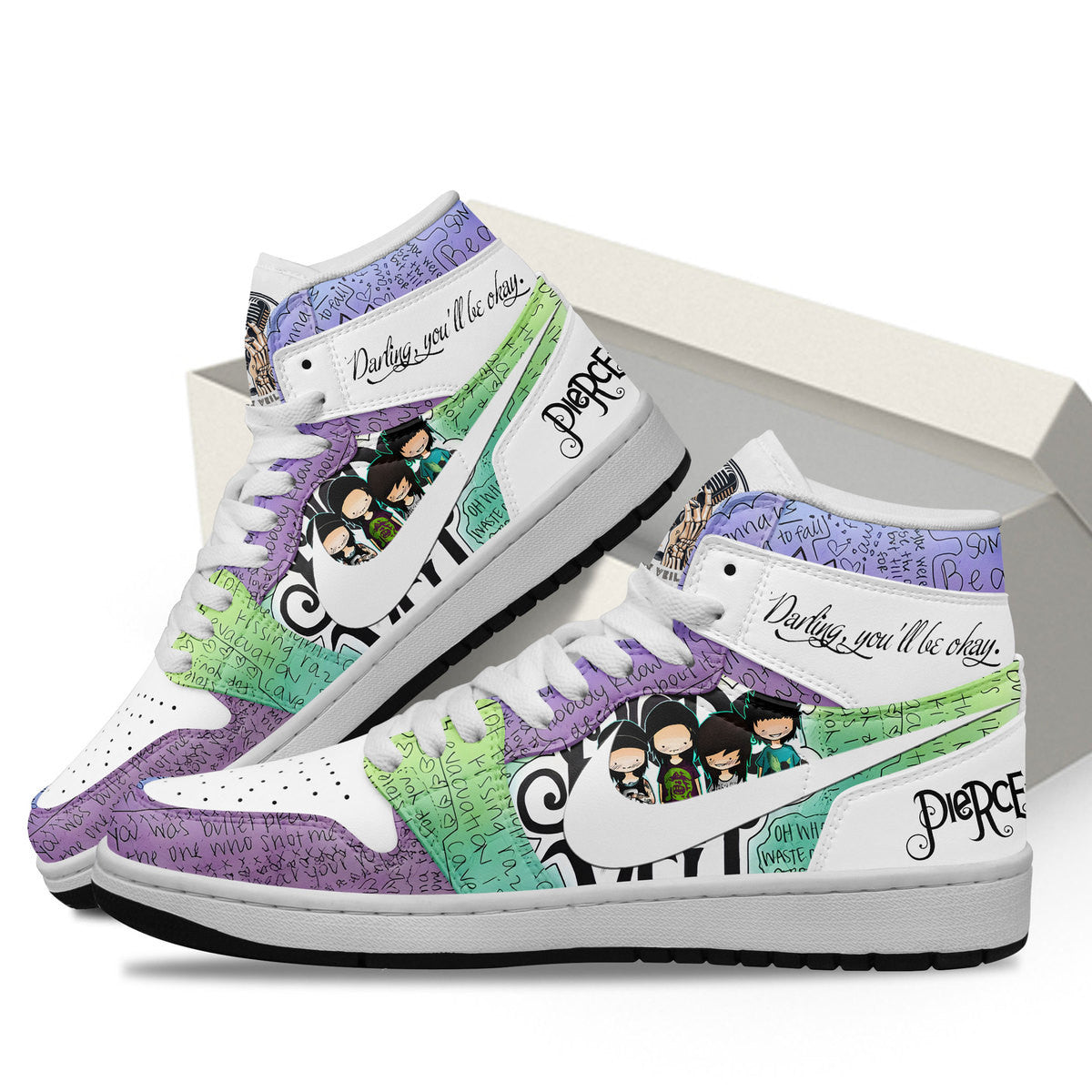 Chrysler AJ1 High Sneakers Shoes Printed Sport For Men And Women - Image 2