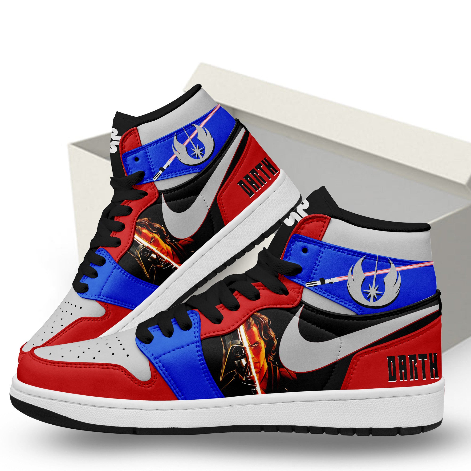 Tanjiro and Muzan AJ1 High Sneakers Shoes Printed Sport For Men And Women - Image 3